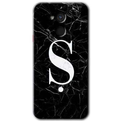 General Mobile GM 8 Kılıf HD Desen Baskılı Arka Kapak + Temperli Cam - Siyah Mermer Desenli Ş Harfi