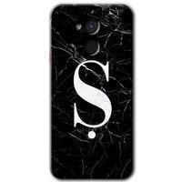 General Mobile GM 8 Kılıf HD Desen Baskılı Arka Kapak + Temperli Cam - Siyah Mermer Desenli Ş Harfi