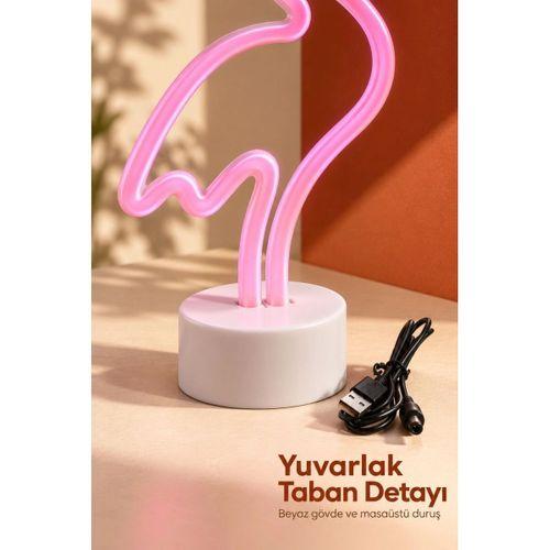 Flamingo Led Lamba Pembe Işıklı Usb Ve Pilli