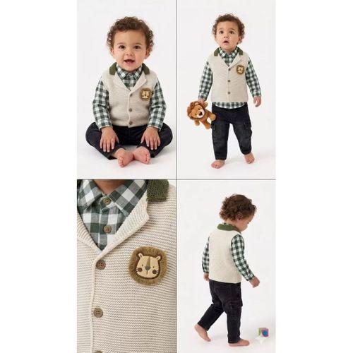 6/24 Ay Triko Yelekli 3 Parça Bebek Takımı