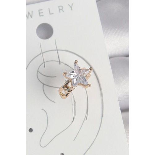 Pirinç Gold Renk Zirkon Taşlı Yıldız Model Kadın Kıkırdak Küpe