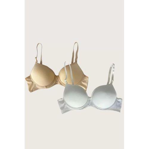 Ten-beyaz 2'li Mikro Kumaş Push Up Dolgulu Balenli Günlük Destekli Sütyen