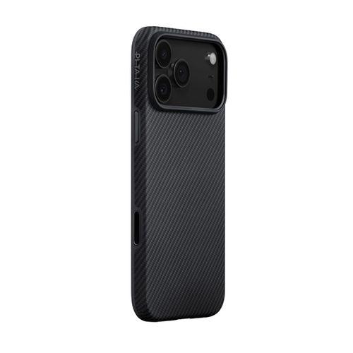 Apple iPhone 17 Pro Kılıf M-safe Şarj Özellikli Aramid Karbon Fiber Pitaka Military-Grade Classic Serisi Black-Grey Twill Kapak
