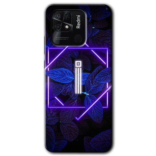 Redmi 10C Kılıf HD Desen Baskılı Arka Kapak - Dark Neon Yaprak İ Harfi + Kırılmaz Cam