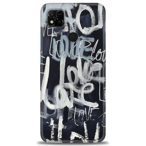 Xiaomi Redmi 10A Kılıf HD Baskılı Kılıf - Gri Love + Tam Ekran Koruyucu
