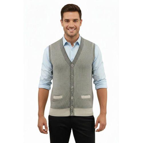 Erkek Düğmeli Yelek Cepli Çelik Örgü Klasik Kalıp 5208L BGL-ST04964