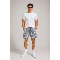 Erkek Desenli Dokuma Yazlık Şort Lastikli Bel Bağcıklı Rahat Kesim - Gri