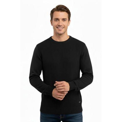 Erkek Sıfır Yaka Kazak Petek Örgü Klasik Kalıp 5243C BGL-ST04859