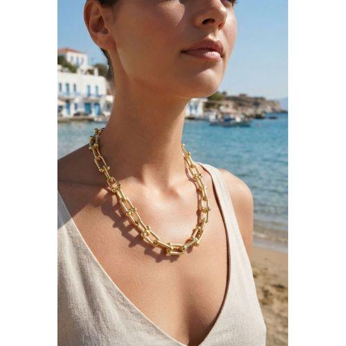 Gold Renk Pirinç Tifani Model Kadın Kolye