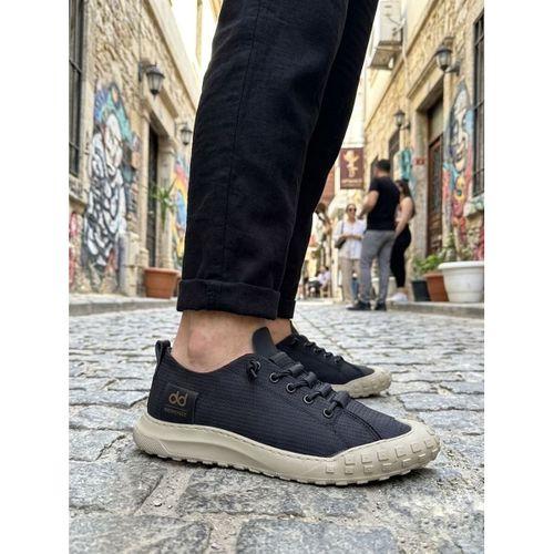BA0248 BOA Siyah Bej Taban Esnek Bağcıklı Ultra Hafif Nefes Alan Sneaker Ayakkabı