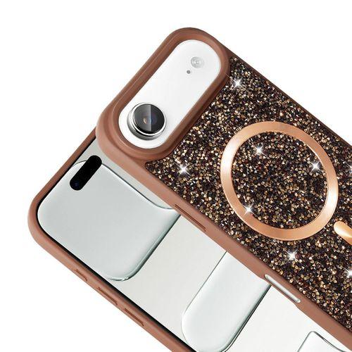 Apple iPhone 17 Air Kılıf Pırlanta Tasarımlı M-safe Şarj Özellikli Zore Mozaik Silikon Kapak