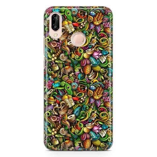 Huawei Nova 3e Kılıf Doodle Hindistan Turu Arka Kapak Koruma Desenli Full Koruyucu
