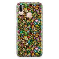 Huawei Nova 3e Kılıf Doodle Hindistan Turu Arka Kapak Koruma Desenli Full Koruyucu