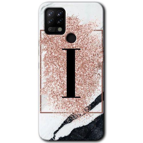 Tecno Pova Kılıf HD Desen Baskılı Arka Kapak - Pembe Mermer Desenli I Harfi