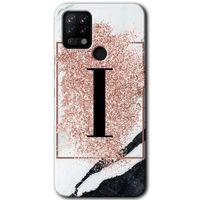 Tecno Pova Kılıf HD Desen Baskılı Arka Kapak - Pembe Mermer Desenli I Harfi
