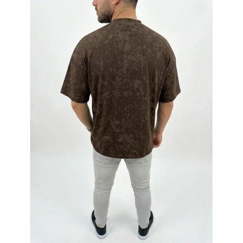 Erkek Premium Tişört OSY Yumuşak Dokulu Yıkamalı Oversize T-Shirt - Kahverengi