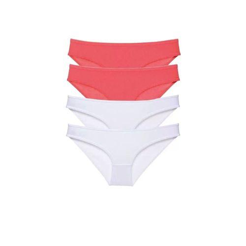 4 Adet Eko Set Likralı Kadın Slip Külot Fuşya Beyaz