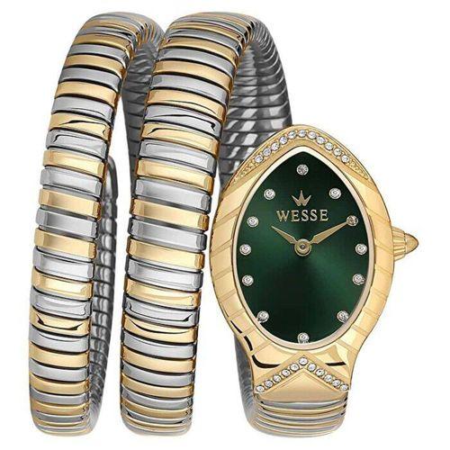 Wesse WWL115102 Quartz Çelik Altın/Gri Yeşil Kadran Kadın Kol Saati
