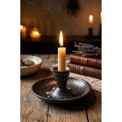 Kulpsuz Metal Nostalji Mumluk & El Şamdanı Kendinden Iğneli Gümüş Turna2623-9