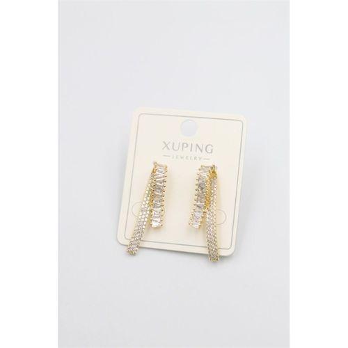 Baget Taşlı Küpe - Altın