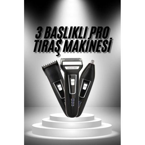 3'lü Set Saç Sakal Kesme Traş Makinesi Burun Kılı Alma Tıraş Makinesi