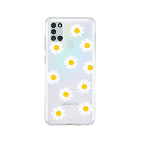 Samsung A21S Bahar Papatyaları Desenli Premium Şeffaf Silikon Kılıf