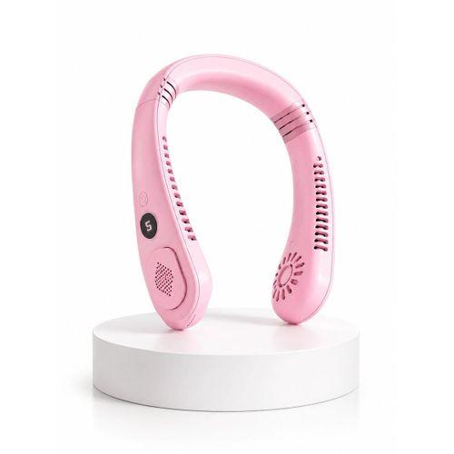 Pembe Taşınabilir Boyun Fanı Ergonomik Tasarım Çok Kademeli Hava Akışı