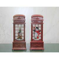 Telefon Kulübesi Tasarımlı Yılbaşı Temalı Işıklı Müzikli Kar Küresi