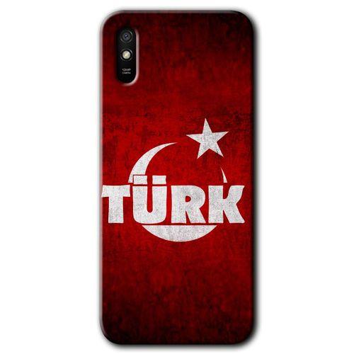 Xiaomi Redmi 9A Kılıf Baskılı Arka Kapak - Ayyıldız Türk +Tam Ekran Koruyucu