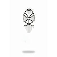 Siyah Body Harness Zincir Detaylı Choker Yaka - Brf1080