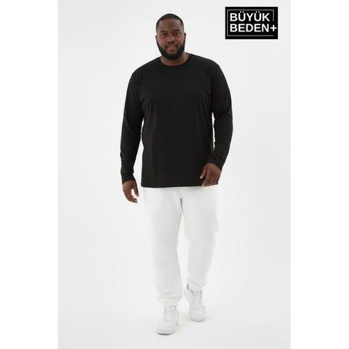 Erkek Büyük Beden Uzun Kollu 2 İplik Bisiklet Yaka Tişört SPR26BEA942