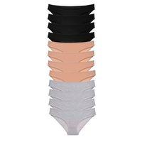 12 Adet Süper Eko Set Likralı Kadın Slip Külot Siyah Ten Gri