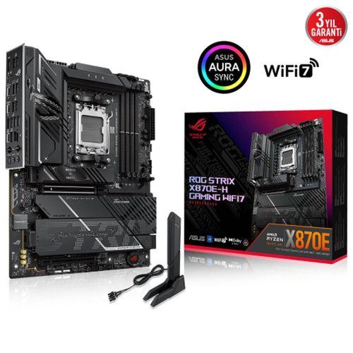 ASUS ROG STRIX X870E-H GAMING WIFI7, 4xDDR5, 4xM.2, DP, HDMI, Type-C, PCIe 5.0, Wi-Fi 7, Bluetooth v5.4, AM5 Soket GAMING Anakart