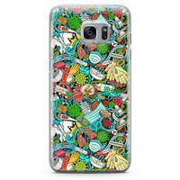 Samsung Galaxy S7 Edge Kılıf Covid-19 Doodle Arka Kapak Koruma Desenli Full Koruyucu