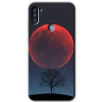 MRCİLETİSİM MRCİLETİSİM Samsung Galaxy A11 Kılıf HD Desen Baskılı Arka Kapak + Temperli Cam - Kanlı Ay