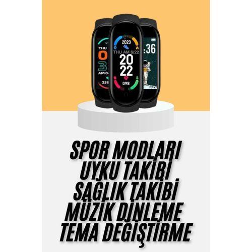 M6 Akıllı Bileklik Siyah Adımsayar Spor Takibi Android Ve İos Uyumlu