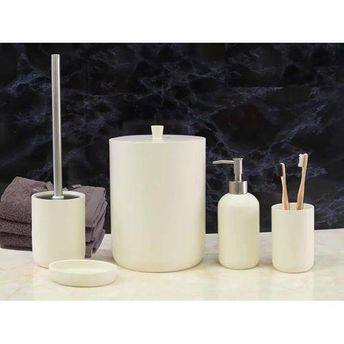 By Selim Elegance Krem 5 Parça Polyester Banyo Seti