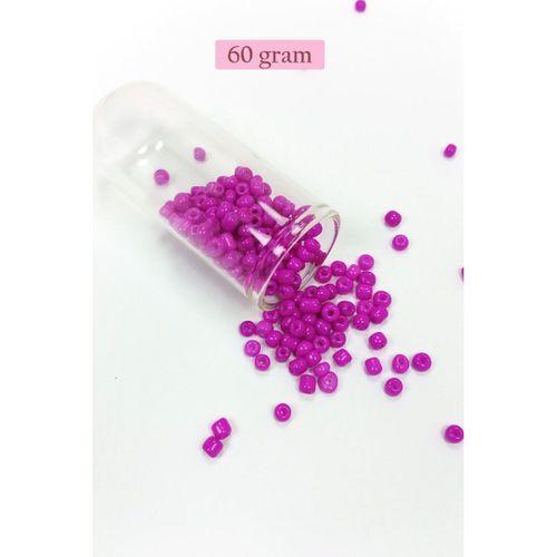 Dökme Cam Kum Boncuk Büyük Boy (6/0) 4 mm - 60 Gram - Fuşya - BNC135