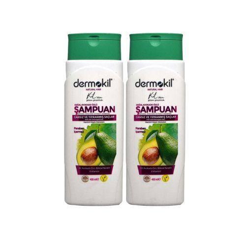 Dermokil Şampuan 400 ml Avokado Özlü Cansız ve Yıpranmış Saçlar Için Şampuan 2 Li Set