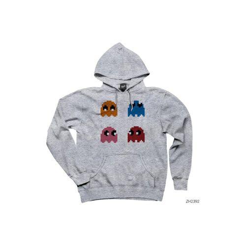 Pac-man Monster Gri Kapşonlu Sweatshirt Hoodie