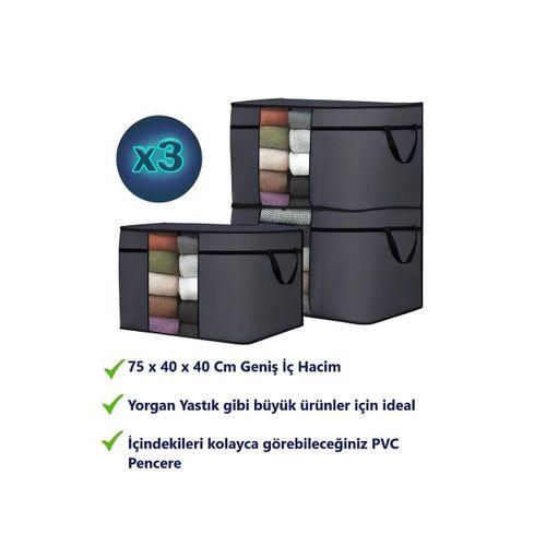 3 Adet Pencereli Yastık Hurcu Antrasit