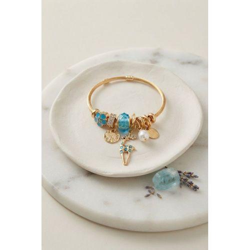 Geyik Model Gold Renk Mavi Charmlı Bileklik