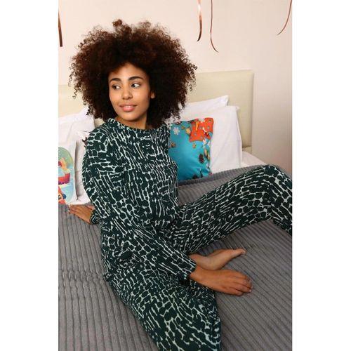 Kadın Uzun Kol 3 İplik Penye Pijama Takım Yeşil