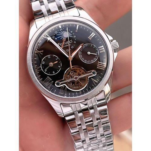 Ferrucci Otomatik Ve Kurmalı Güneş Ve Mehtap Kadranlı Çelik Kordonlu Erkek Kol Saati BFC.03606.5