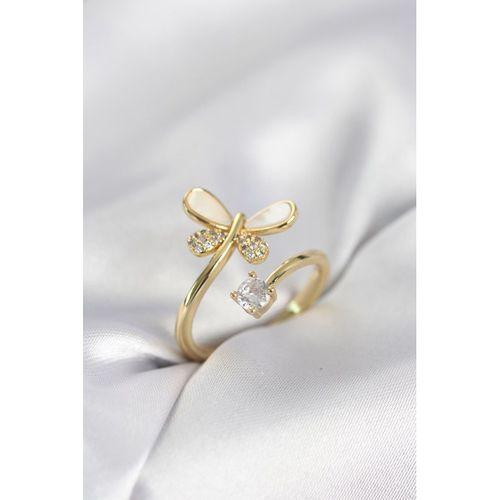 Gold Renk Yusufçuk Model Zirkon Taşlı Kadın Yüzük