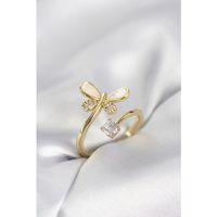 Gold Renk Yusufçuk Model Zirkon Taşlı Kadın Yüzük