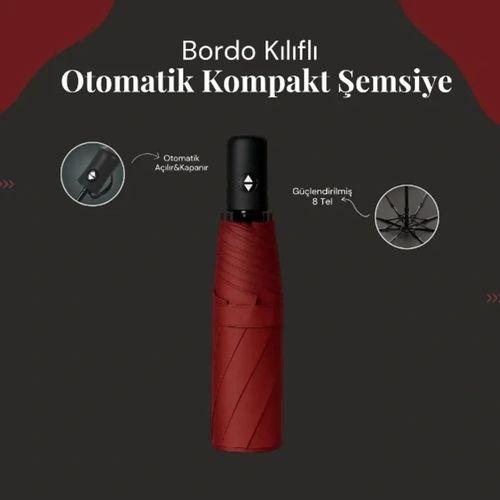 Bordo Kılıflı Otomatik Kompakt Şemsiye