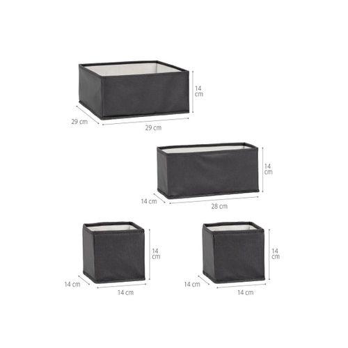 Lüks Antrasit 4'lü Çekmece ve Dolap İçi Düzenleyici Organizer Set