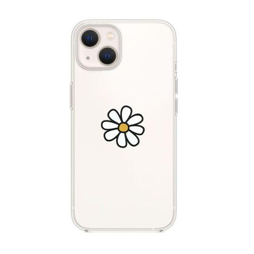 iPhone 14 Plus Uyumlu Papatya Desenli Şeffaf Silikonlu Telefon Kılıfı
