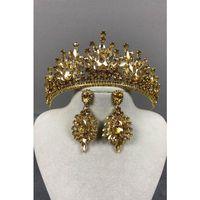 Pera Gelin Kına Tacı Ve Mekik Taşlı Küpe